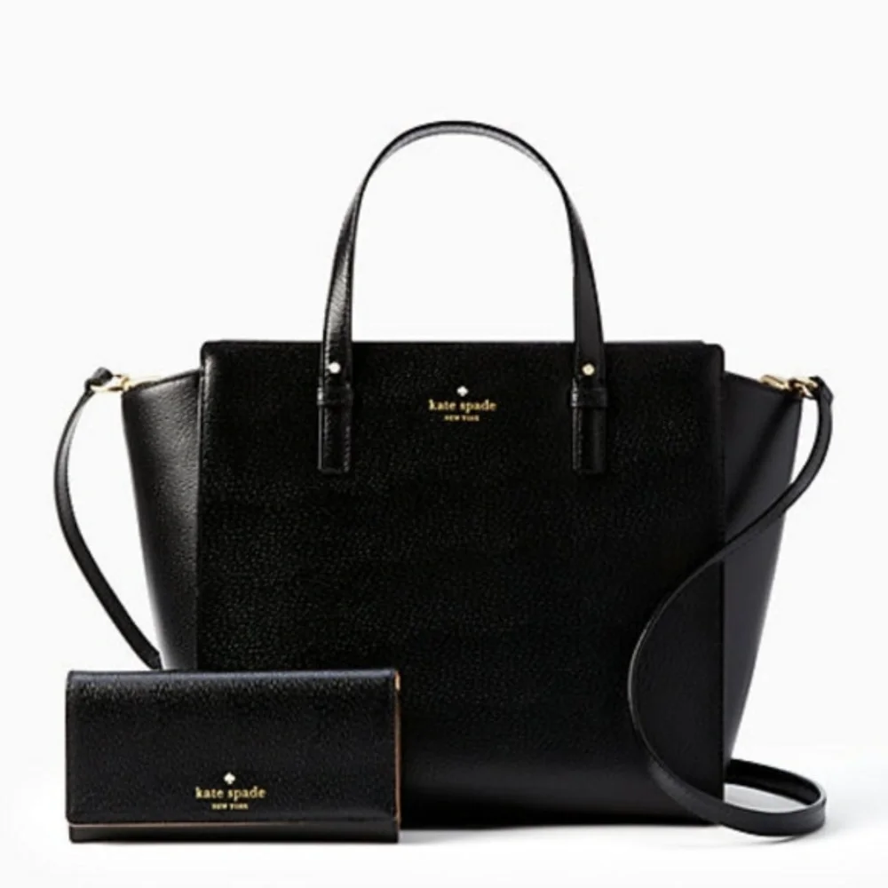 KATE SPADE Black Leather Crossbody Bag + Wallet